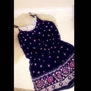 Girls Indigo Romper with flowers